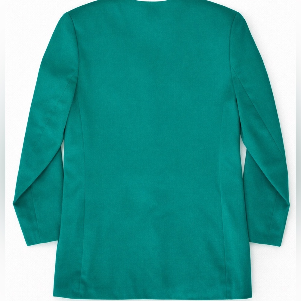 Worthington Emerald Green Petite Blazer 4P Collarless Work Office Career Jacket - Picture 2 of 8
